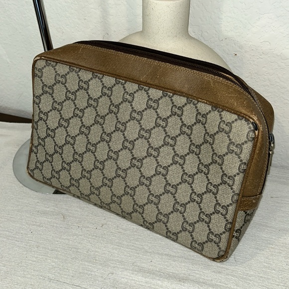 GUCCI GG Plus Monogram Large Leather and Canvas Clutch Bag - Picture 3 of 13
